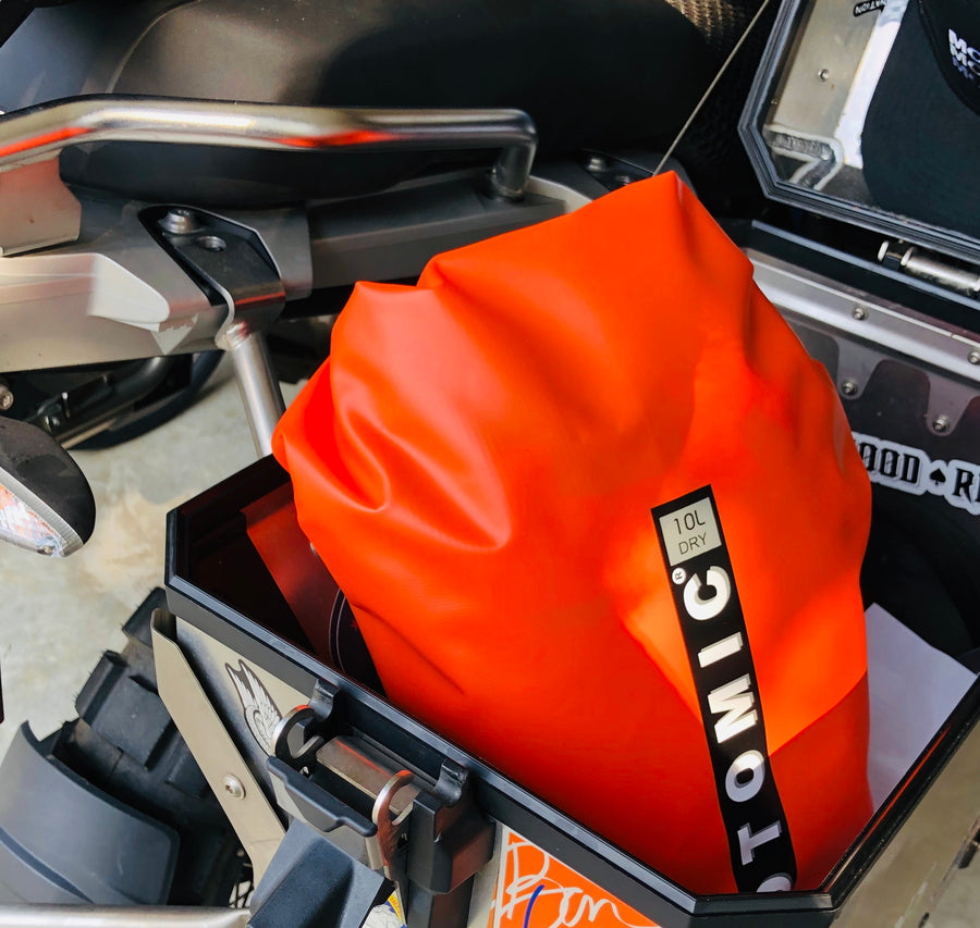 This 10L DryBag fits easily into most full-sized panniers.  